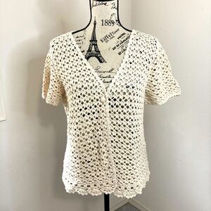 Elegant Cream Crochet Women Sweater